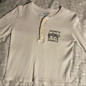 john galt, brandy melville, cowboys long sleeve, one size, tan, button up.